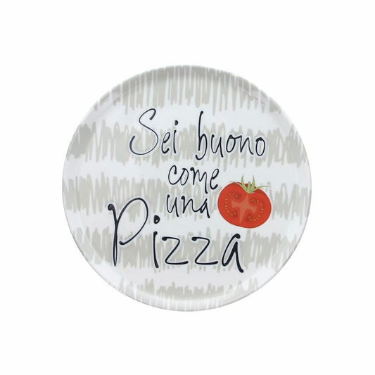 Pizzateller Cinzia "Pizza buono", 33 cm Ø, aus grauem Porzellan