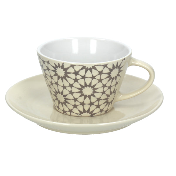 2er Set Frühstückstasse / Kaffeetasse ATLAS, mit Untertasse, in zwei Farben - Porzellan aus Italien 