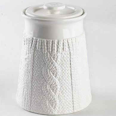 Kaffeedose / Vorratsdose aus Porzellan mit Strickoptik - Porzellan aus Italien 