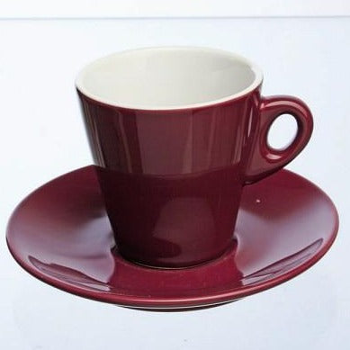 4er Set Kaffeetasse Mara, versch. Farben, mit Untertasse, Keramik - Porzellan aus Italien 
