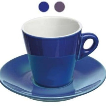 4 Teetassen mit Untertassen Elegant in blau/lila/türkis - Porzellan aus Italien 