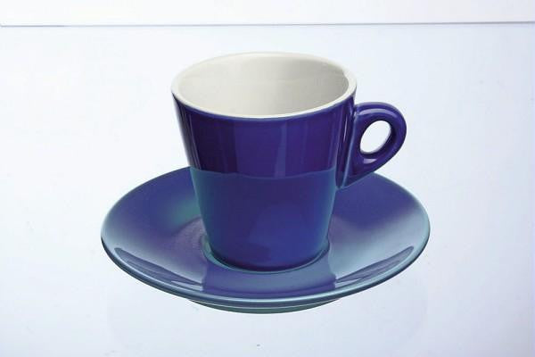 4 Teetassen mit Untertassen Elegant in blau/lila/türkis - Porzellan aus Italien 