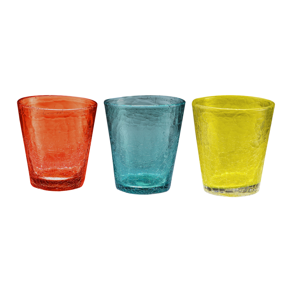 TOGNANA 3er Set Wasserglas Kolors, multicolor, 310 ml., FARBEN: orange, blau, gelb - Porzellan aus Italien