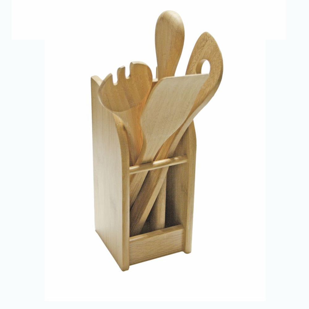 5tlg. Küchenhelferbox aus Bambus, 33 cm hoch - Porzellan aus Italien 