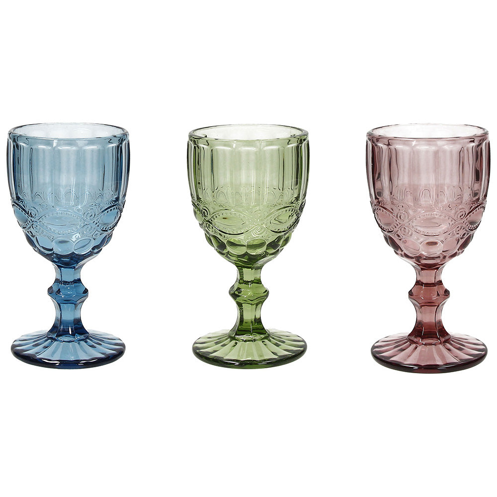 3er Set Weinglas Madame, multicolor, 260 ml. Volumen - Porzellan aus Italien 