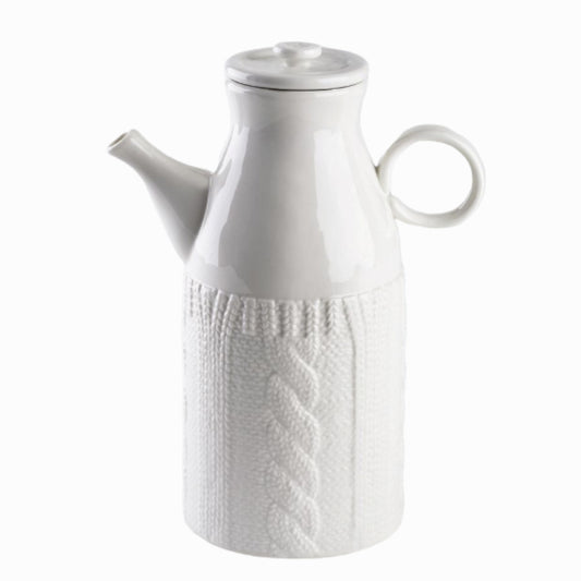 Öl- / Essigflasche aus Keramik, weiß, 600 ml. Volumen - Porzellan aus Italien 