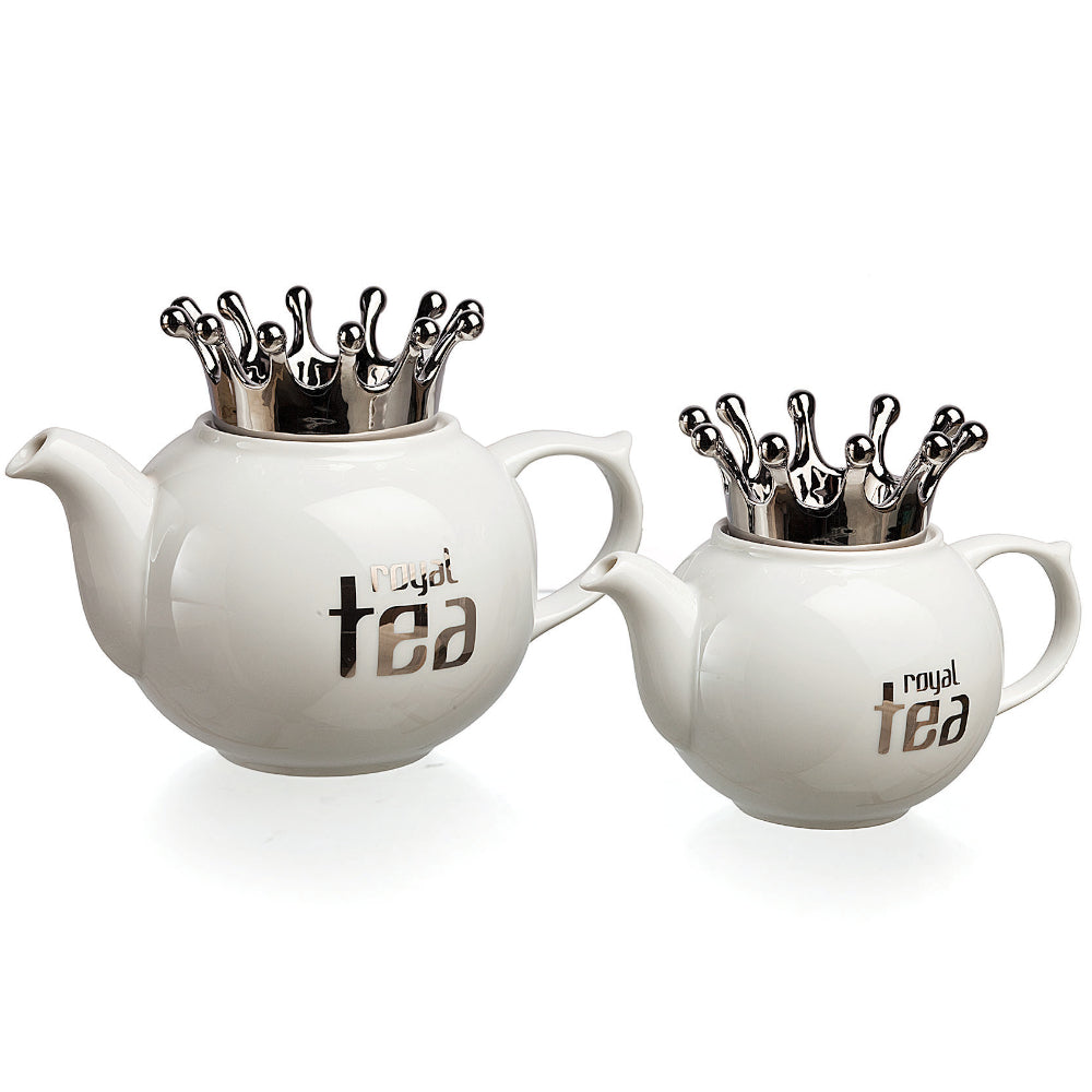 Teekanne Royal/Crown Tea, in zwei Größen, aus Porzellan - Porzellan aus Italien 