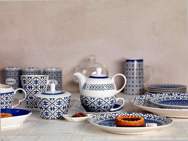 Zuckerdose Tea Time, aus New Bone China Porzellan - Porzellan aus Italien 